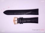 Patek Philippe Replica Watch Bracelets Real Black leather & Rose Gold Clasp